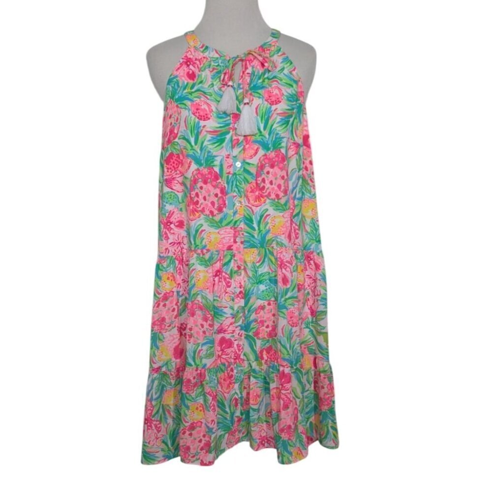 NEW Lilly Pulitzer Carolane Halter Dress Womens Size Medium Pear Necessities